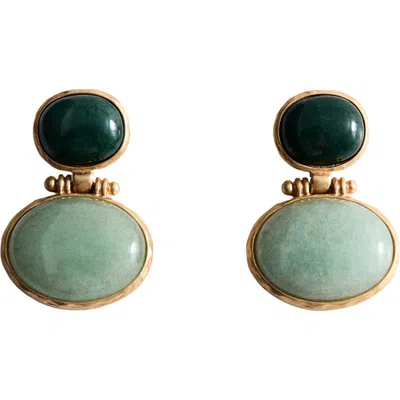 Mango Stone Drop Earrings In Green