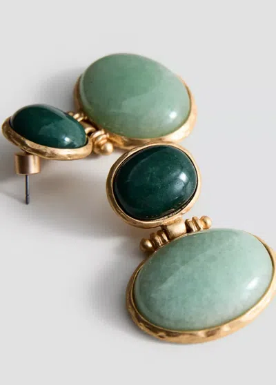 Mango Stone Hanging Earrings In Gold