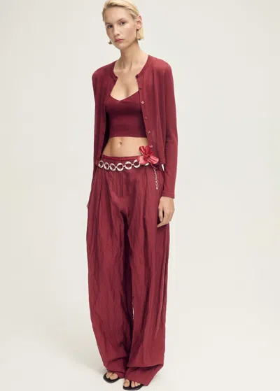 Mango Cardigan Bordeaux - Femme - M -
