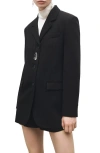 Mango Straight Button Suit Blazer In Black