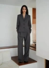 Mango Straight Button Suit Blazer Grey In Grey