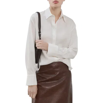 Mango Straight Button-up Shirt In White