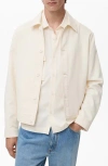 Mango Straight Cotton Blend Jacket In White