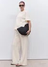 Mango Straight Cotton Maternity Pants Ecru In Sand
