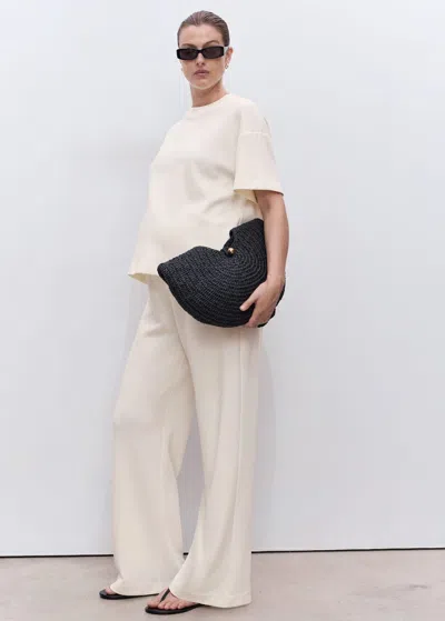 Mango Straight Cotton Maternity Pants Ecru In Sand
