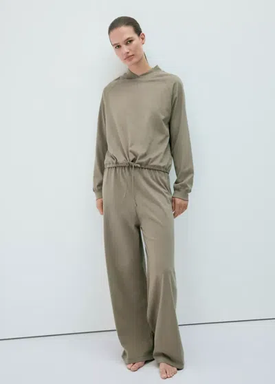 Mango Straight Cotton Trousers With A Soft Finish In Green