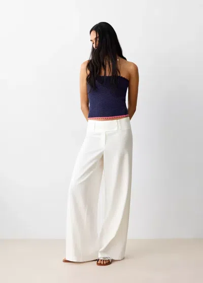 Mango Straight Cotton-linen Pants In White