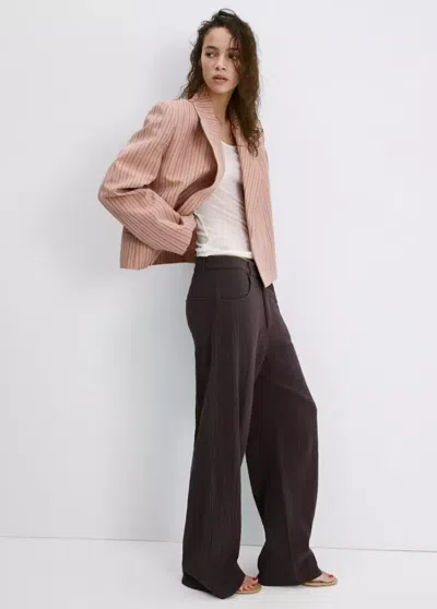 Mango Straight Crinkled Pants In Multi