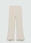 Mango Pantalon Droit Crochet In Écru