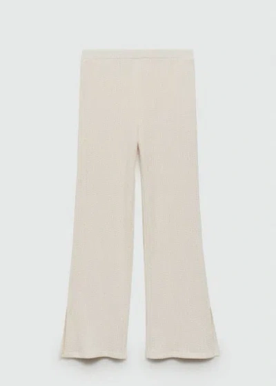 Mango Pantalon Droit Crochet In Écru