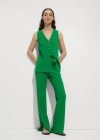 MANGO STRAIGHT CROCHET TROUSERS GREEN