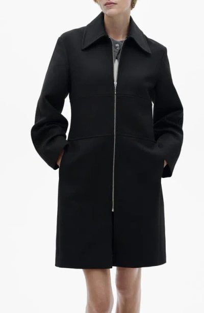 Mango Straight Cut Coat In Black