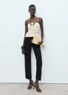 Mango Pantalon Droit 7/8 Noir - Femme - 52 -  In White
