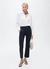 Mango Pantalon Droit 7/8 Bleu Marine - Femme - 50 -  In Black