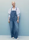 Mango Straight Denim Dungarees Medium Blue In Medium Blue