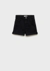 Mango Kids' Straight Denim Shorts Black Denim
