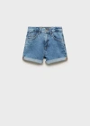 Shop Mango Straight-fit Denim Shorts Medium Blue
