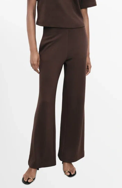 Mango Straight Fit Cotton Blend Pants In Brown
