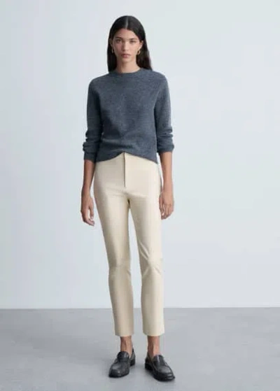 Mango Straight-fit Cotton Trousers Ecru