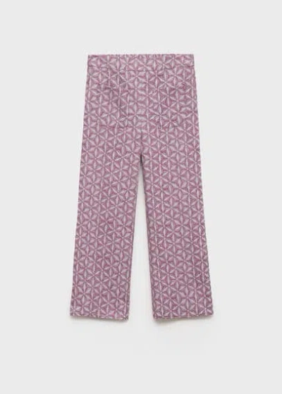 Mango Kids' Straight-fit Cotton Trousers Pink