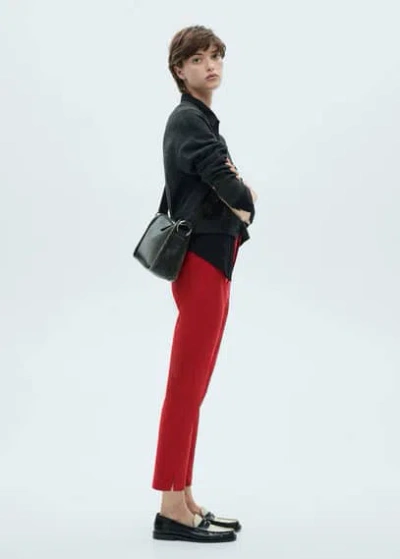 Mango Straight-fit Cotton Trousers Red