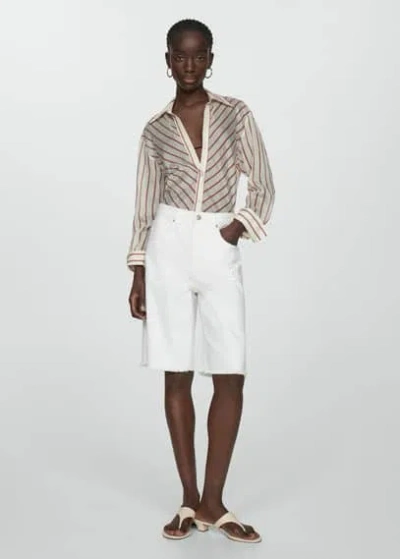 Mango Straight-fit Denim Bermuda Shorts White