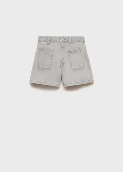 Mango Kids' Straight-fit Denim Shorts Denim Grey