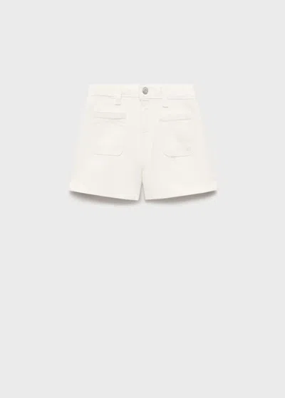 MANGO STRAIGHT-FIT DENIM SHORTS WHITE