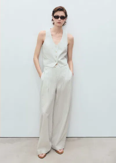 Mango Straight-fit Linen-blend Suit Trousers Ecru
