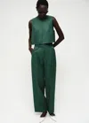 Mango Pantalon De Costume Droit Lin Mélangé Vert - Femme - 46 -  In Green