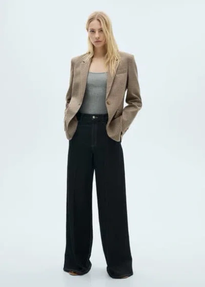 Mango Straight-fit Micro-houndstooth Jacket Brown