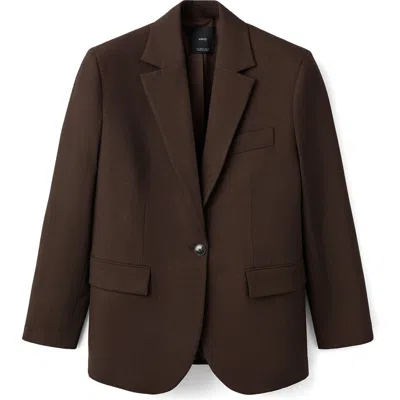Mango Straight Fit One-button Suit Blazer In Brown