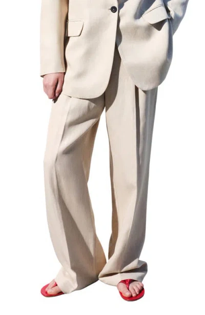 Mango Straight Mid-rise Suit Pants In Sand