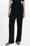 Mango Straight Fit Pleated Pants In Black