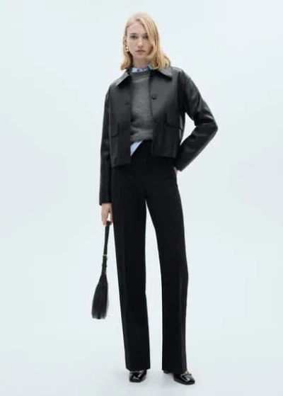 Mango Straight-fit Pleated Trousers Black