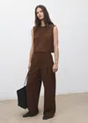Mango Pantalon Droit Pinces Marron - Femme - 44 -  In Brown
