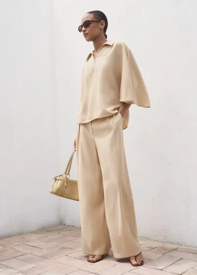 Mango Straight-fit Pleated Trousers Sand In Neutral
