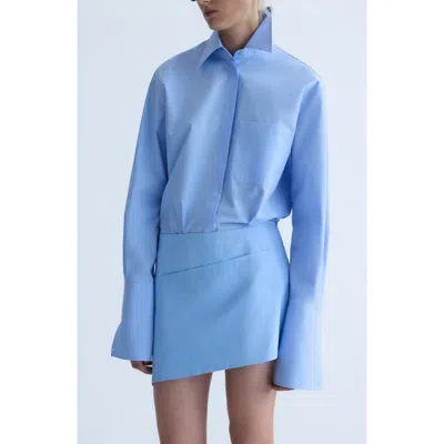 Mango Straight Fit Poplin Shirt In Blue
