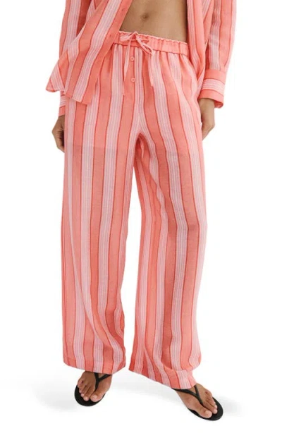 Mango Straight Fit Stripe Pants In Pink