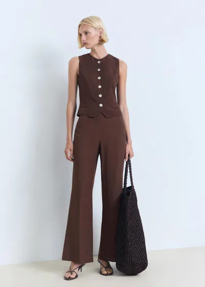 Mango Straight Trousers Brown
