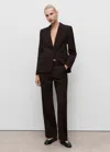 Mango Pantalon De Tailleur Droit Chocolat - Femme - 52 -  In Brown
