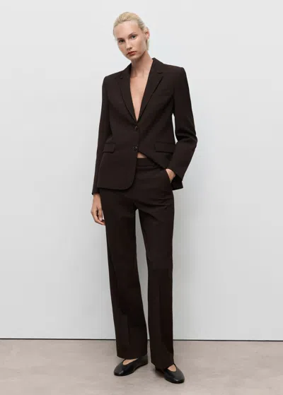 Mango Pantalon De Tailleur Droit Chocolat - Femme - 52 -  In Brown