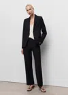 Mango Pantalon De Tailleur Droit Bleu Marine - Femme - 52 -  In Black