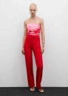 Mango Straight-fit Trousers With Decorative Seams Red In Rouge