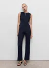 Mango Straight-fit Pants With Elastic Waist In Blue
