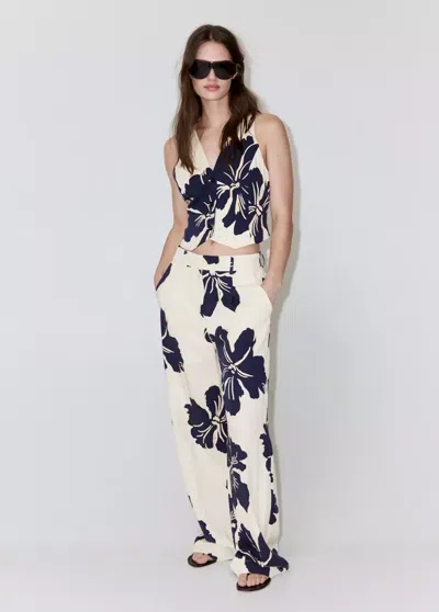 Mango Straight Floral-printed Lyocell Pants In Multi