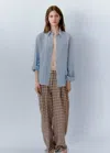 Mango Straight Gingham Pants In Brown