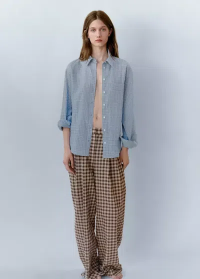 Mango Straight Gingham Pants In Brown