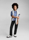 Mango Kids' Straight Jeans With Turn-up Black Denim