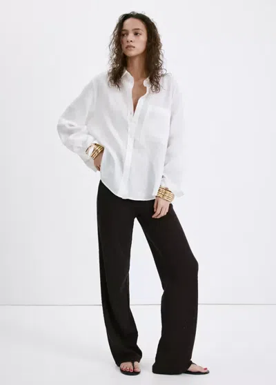 Mango Straight Knitted Pants In Brown